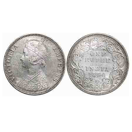 Victoria Empress, Silver, Rupee, 1890, Bombay Mint, C2/I, 'B' incused. F. Prid 178. GK 566