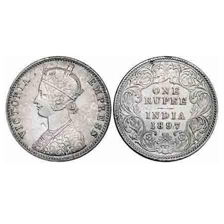 Victoria Empress, Silver, Rupee, 1897, Calcutta Mint, C3/I(i), 'C' incused, Planchet flaw 