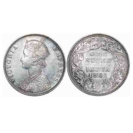 Victoria Empress, Silver, Rupee, 1901, Bombay Mint, A3(i)/I(ii), 'B' incused. F. Prid Unli