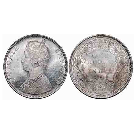 Victoria Empress, Silver, Rupee, 1901, Bombay Mint, C2(ii)/I, 'B' incused. F. Prid Unliste