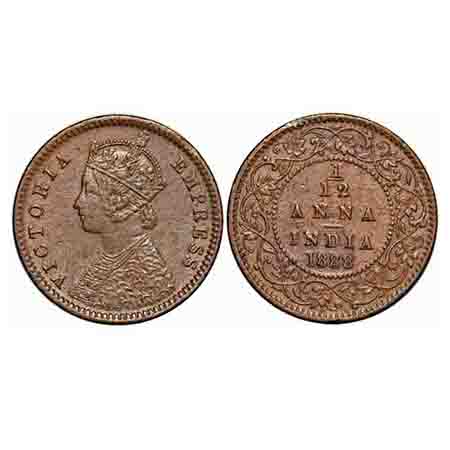 Victoria Empress, Copper, 1/12 Anna, 1888, Calcutta Mint, Obv B, No mint mark. F. Prid 793