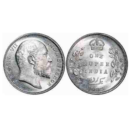 Edward VII, Silver, Rupee, 1903, Calcutta Mint, No mint mark, Normal 5 Diamonds. F. Prid 1
