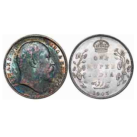 Edward VII, Silver, Rupee, 1903, Bombay Mint, 'B' incused and dot. F. Prid 199. GK 926. Un