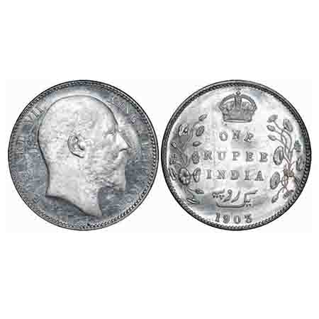 Edward VII, Silver, Rupee, 1903, Bombay Mint, 'B' incused and dot. F. Prid 199. GK 926. Br