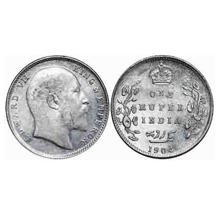 Edward VII, Silver, Rupee, 1904, Bombay Mint, 'B' incused and dot, 5 Diamonds and bottom s