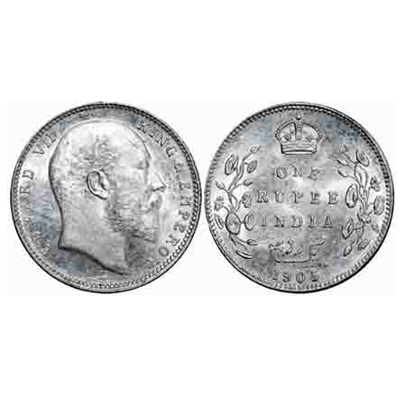Edward VII, Silver, Rupee, 1905, Bombay Mint, 'B' incused and dot, Top stroke of numeral 5