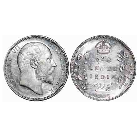 Edward VII, Silver, Rupee, 1905, Bombay Mint, 'B' incused and dot, Top stroke of numeral 5