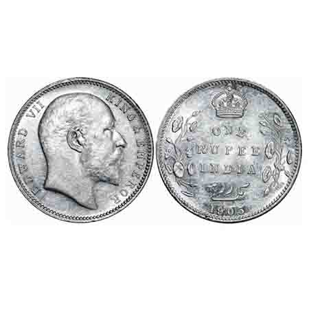 Edward VII, Silver, Rupee, 1905, Bombay Mint, 'B' incused and dot, Top stroke of numeral 5