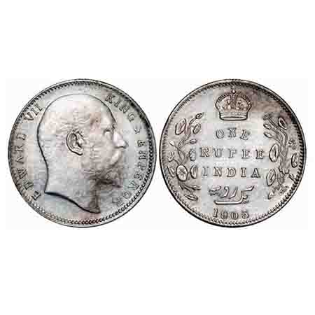 Edward VII, Silver, Rupee, 1905, Bombay Mint, 'B' incused and dot, Top stroke of numeral 5