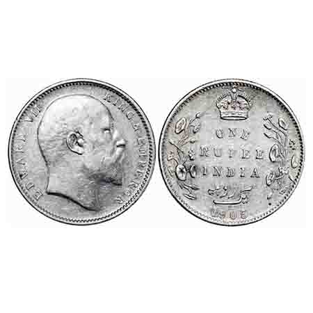 Edward VII, Silver, Rupee, 1905, Bombay Mint, 'B' incused and dot, Top stroke of numeral 5
