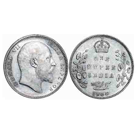 Edward VII, Silver, Rupee, 1906, Bombay Mint, 'B' incused and dot. F. Prid 202. GK 940. Un