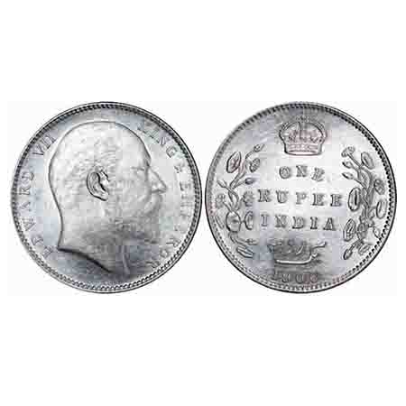 Edward VII, Silver, Rupee, 1906, Bombay Mint, 'B' incused and dot. F. Prid 202. GK 940. Br