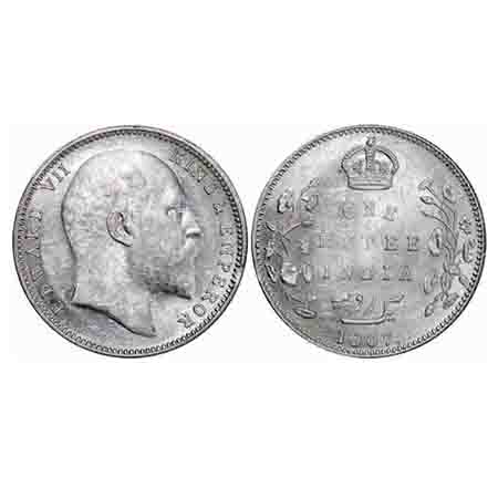 Edward VII, Silver, Rupee, 1907, Bombay Mint, 'B' incused and dot. F. Prid 203. GK 944. Un
