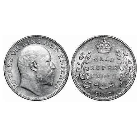 Edward VII, Silver, Half Rupee, 1907, Bombay Mint, 'B' incused and dot. F. Prid 316. GK 96