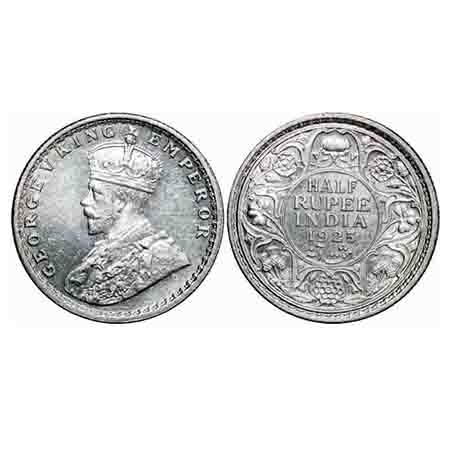 George V, Silver, Half Rupee, 1925, Bombay Mint, Dot. F. Prid 347. GK 1066. Uncirculated. 