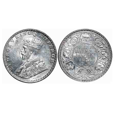 George V, Silver, Half Rupee, 1928, Bombay Mint, Dot. F. Prid 349. GK 1070. Brilliant Unci