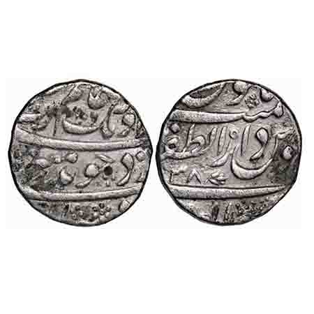 Aurangzeb, Silver Rupee, 11.07g, Dar ul Zafar Bijapur Mint, AH 1106/38 RY, with flower sym