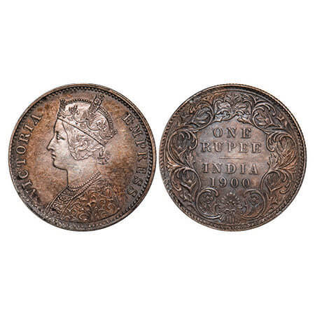 Victoria Queen, Silver, Rupee, 1900, Calcutta Mint, C3/I(i), ‘C’ incused. F. Prid 138. GK 