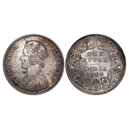 Victoria Queen, Silver, Rupee, 1900, Calcutta Mint, C3/I(i), ‘C’ incused. F. Prid 138. GK 