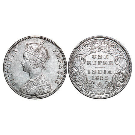 Victoria Empress, Silver, Rupee, 1883, Bombay Mint, A3/I, ‘B’ raised. F. Prid 164. GK 482.