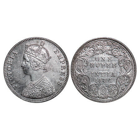 Victoria Empress, Silver, Rupee, 1884, Bombay Mint, A6/I, ‘B’ raised. F. Prid Unlisted. GK