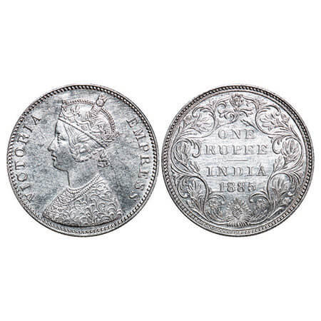 Victoria Empress, Silver, Rupee, 1885, Bombay Mint, A3/II(i), ‘B’ raisd, Top stroke of num