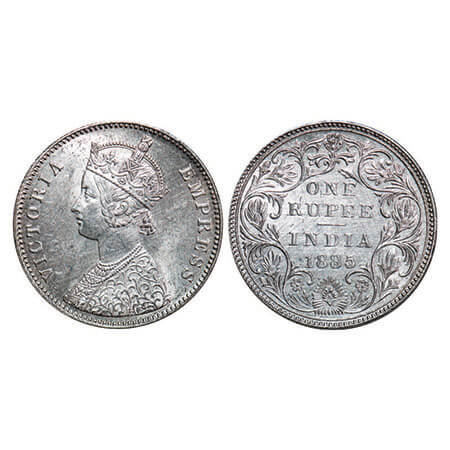 Victoria Empress, Silver, Rupee, 1885, Bombay Mint, A3/II(i), ‘B’ raisd, Top stroke of num