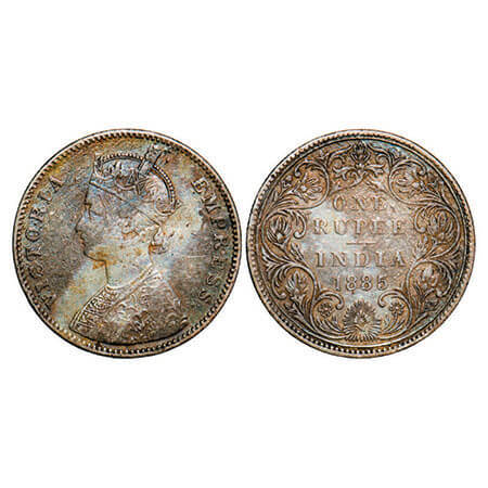 Victoria Empress, Silver, Rupee, 1885, Bombay Mint, A3/II(i), ‘B’ raised, Top stroke of nu