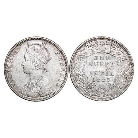 Victoria Empress, Silver, Rupee, 1887, Bombay Mint, C2/I(ii), ‘B’ incused, ‘B’ incused inv
