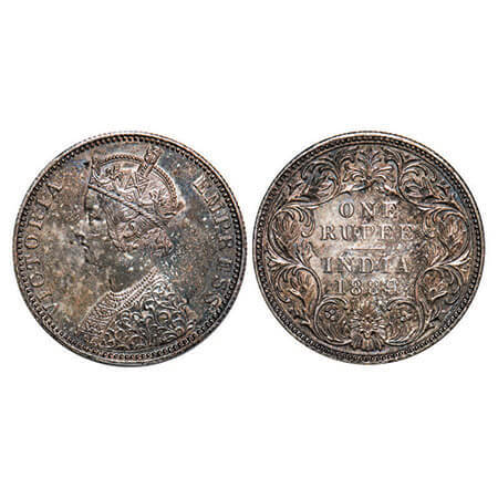 Victoria Empress, Silver, Rupee, 1889, Bombay Mint, C2/I, ‘B’ incused. F. Prid 177. GK 564