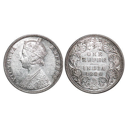 Victoria Empress, Silver, Rupee, 1890, Bombay Mint, C2/I, ‘B’ incused. F. Prid 178. GK 566