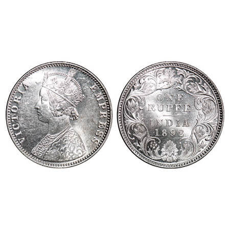 Victoria Empress, Silver, Rupee, 1892, Bombay Mint, C2/I(ii), ‘B’ raised. F. Prid 131. GK 