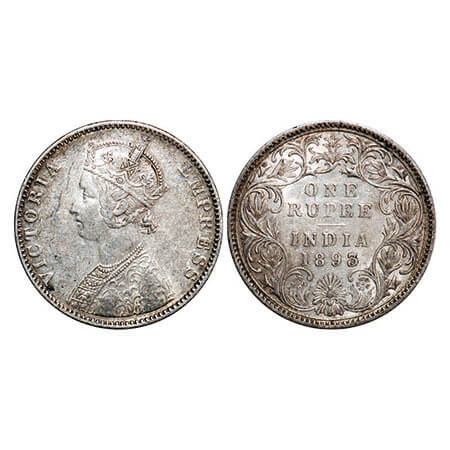 Victoria Empress, Silver, Rupee, 1893, Bombay Mint, C2/I(ii), ‘B’ incused, Traces of numer