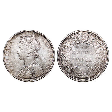 Victoria Empress, Silver, Rupee, 1898, Bombay Mint, C2/I(ii), ‘B’’ incused, Traces of nume