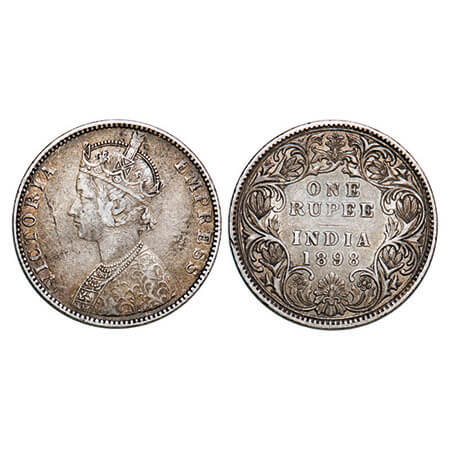 Victoria Empress, Silver, Rupee, 1898, Bombay Mint, C2/I(ii), ‘B’ incused. F. Prid 184. GK