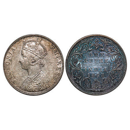 Victoria Empress, Silver, Rupee, 1898, Bombay Mint, C2/I(ii), ‘B’ incused. F. Prid 184. GK