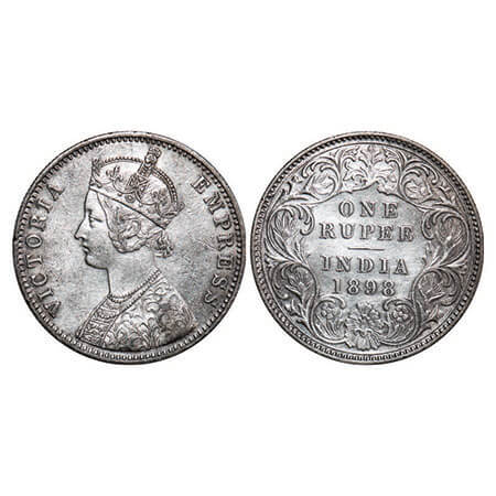 Victoria Empress, Silver, Rupee, 1898, Calcutta Mint, C3/I(i), ‘C’ incused F. Prid 137. GK