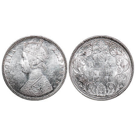 Victoria Empress, Silver, Rupee, 1901, Bombay Mint, C2(ii)/I, ‘B’ incused. F. Prid Unliste