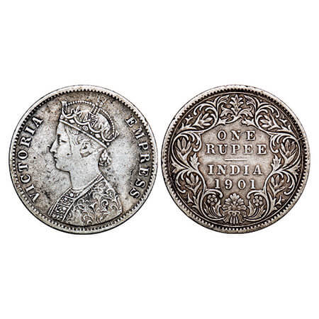 Victoria Empress, Silver, Rupee, 1901, Calcutta Mint, A4/I(i), ‘C’ incused. F. Prid 140. G