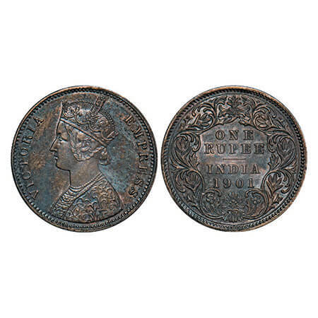 Victoria Empress, Silver, Rupee, 1901, Calcutta Mint, C3/I(i), ‘C’ incused. F. Prid 139. G