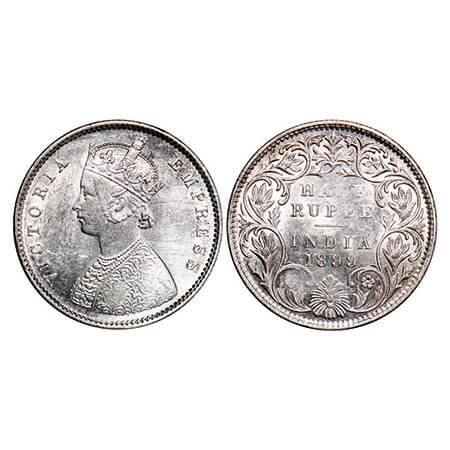 Victoria Empress, Silver, Half Rupee, 1899, Bombay Mint, A/I, ‘B’ incused, ‘B’ incused inv
