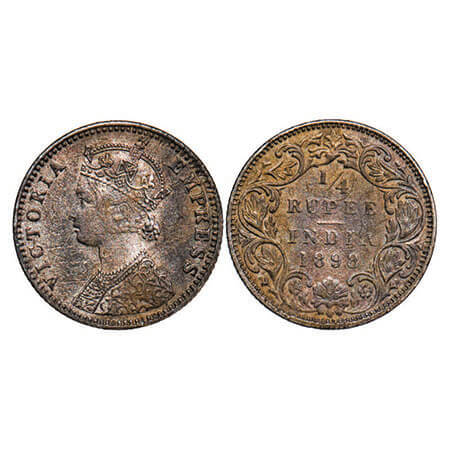 Victoria Empress, Silver, 1/4 Rupee, 1898, Bombay Mint, C(i)/I, ‘B’ incused, Many scratch 