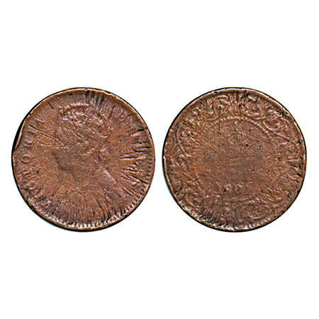 Victoria Empress, Copper, 1/12 Anna, 1901, Error, Sun Burst Error. F. Prid 805. GK 921.