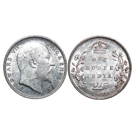 Edward VII, Silver, Rupee, 1903, Bombay Mint, ‘B’ incused and no dot. F. Prid 199. GK 927.