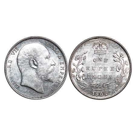 Edward VII, Silver, Rupee, 1904, Bombay Mint, ‘B’ incused and dot, Five Diamonds and botto