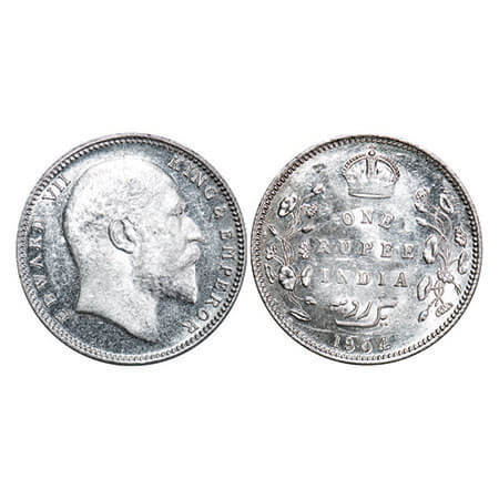 Edward VII, Silver, Rupee, 1904, Bombay Mint, ‘B’ incused and dot, Five Diamonds and botto