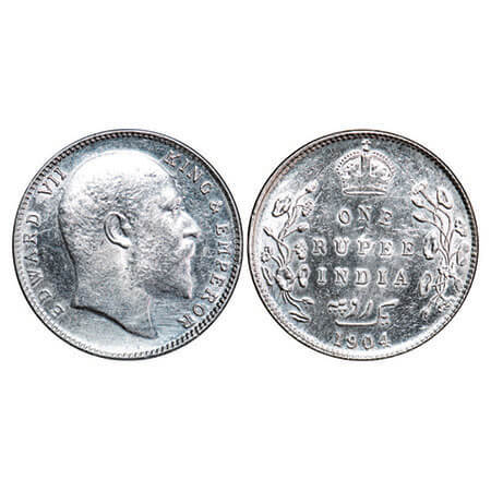 Edward VII, Silver, Rupee, 1904, Bombay Mint, ‘B’ incused and dot, Five Diamonds and botto