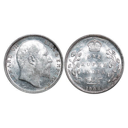 Edward VII, Silver, Rupee, 1904, Bombay Mint, ‘B’ incused and dot, Five Diamonds and botto