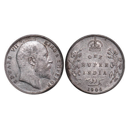 Edward VII, Silver, Rupee, 1904, Bombay Mint, ‘B’ incused and dot, five Daimonds and botto