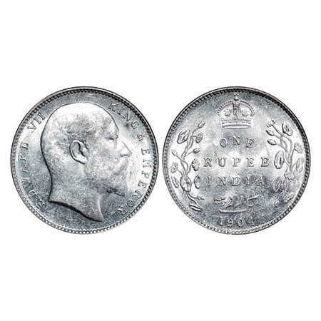 Edward VII, Silver, Rupee, 1904, Bombay Mint, ‘B’ incused and dot, Five Daimonds and botto